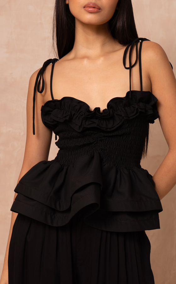 NAMIBIA TOP - BLACK TWILL