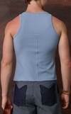TONIO TANK TOP - SLATE BLUE w/ EMBROIDERY