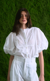 CAMIA TOP - WHITE COTTON STRIPES
