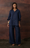 ESTONIA TOP - NAVY PINSTRIPES
