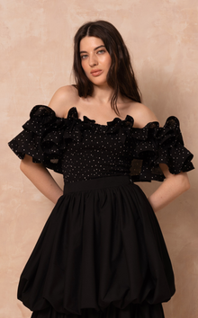  ISADORA TOP - BLACK POLKA