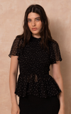 SYDNEY TOP - BLACK POLKA