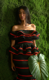 IPANEMA TOP - GREEN-ORANGE STRIPES