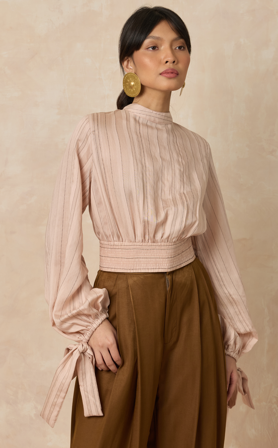 LIBERIA TOP - BLUSH STRIPES
