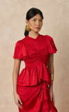 SYDNEY TOP - RED SATIN