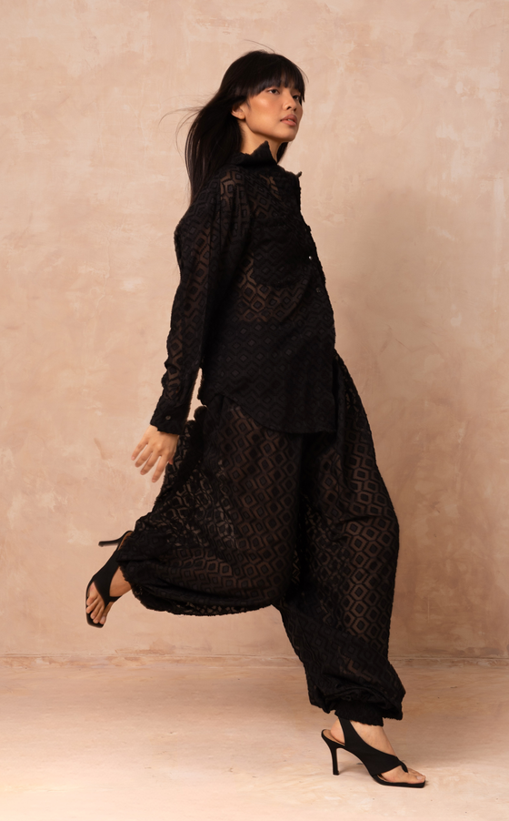 SORRENTO PANTS - BLACK HONEYCOMB
