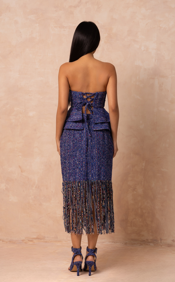 SULU SKIRT - BLUE TWEED (PRE ORDER)