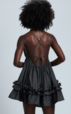KENYA DRESS - BLACK MICRO STRIPES