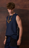 PATAN TOP - NAVY PINSTRIPES