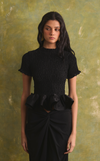 APULIA TOP - BLACK CHARMEUSE