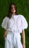 CAMIA TOP - WHITE COTTON STRIPES