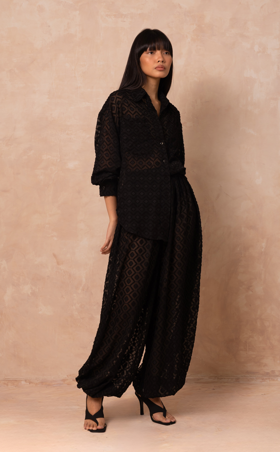 SORRENTO PANTS - BLACK HONEYCOMB