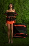 ROMA TOP - GREEN-ORANGE STRIPES