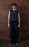 PATAN TOP - NAVY PINSTRIPES