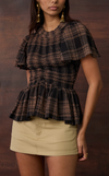 SYDNEY TOP - BROWN TARTAN