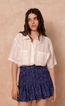  GABON TOP - WHITE LACE STRIPES