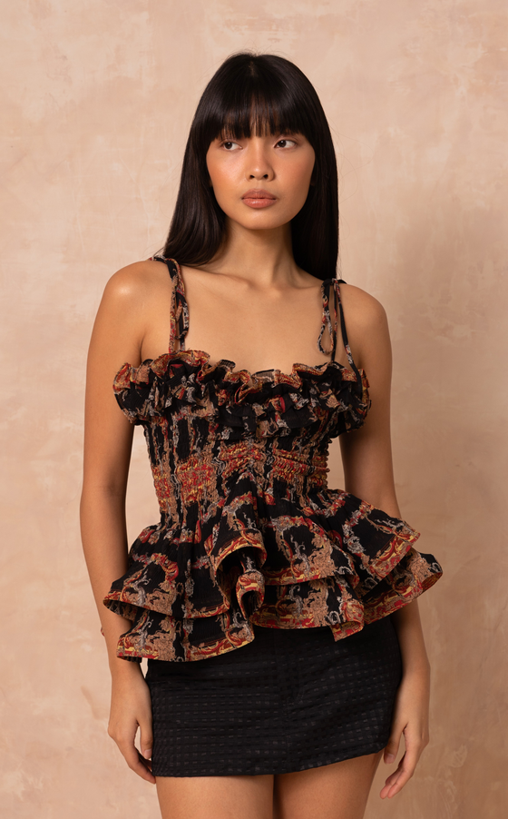 NAMIBIA TOP - BLACK BAROQUE
