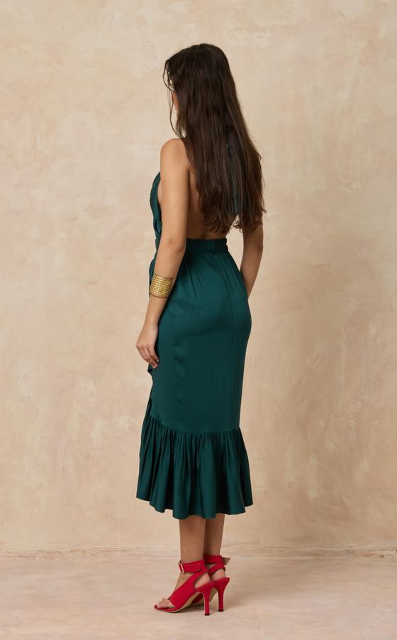 HIBISCUS SKIRT - EMERALD SATIN (PRE ORDER)