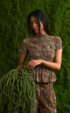 MATERA TOP - GREEN & BROWN PAISLEY