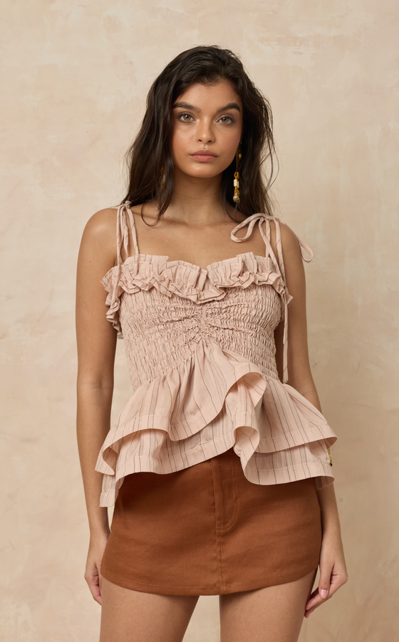 NAMIBIA TOP - BLUSH STRIPES