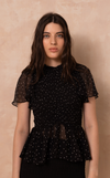 SYDNEY TOP - BLACK POLKA