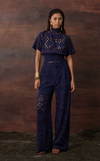BALI PANTS - NAVY BLUE EYELET