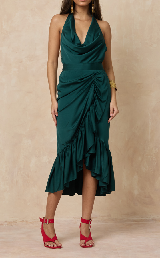 HIBISCUS SKIRT - EMERALD SATIN (PRE ORDER)