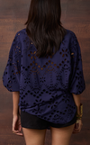 JAIPUR TOP - NAVY BLUE EYELET