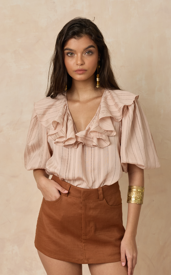 ANDALUSIA TOP - BLUSH STRIPES