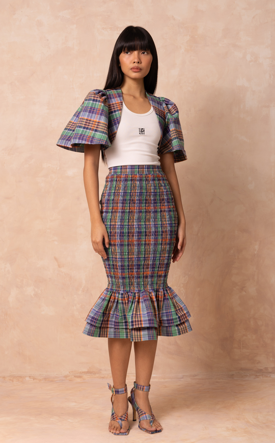 VENEZIA MIDI SKIRT -  PACIFIC PLAID