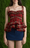 NAMIBIA TOP - RED TARTAN