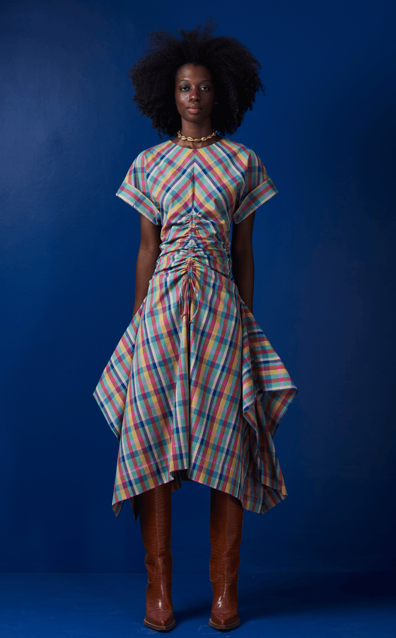 HAITI DRESS - PINK CHECKERED