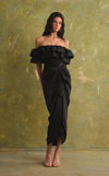 FLORA SKIRT - BLACK CHARMEUSE