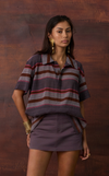 SAN REMO POLO w/ EMBLEM - LILAC STRIPES