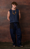 PATAN TOP - NAVY PINSTRIPES
