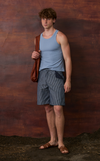 TONIO TANK TOP - SLATE BLUE w/ EMBROIDERY