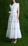 AKITA LONG DRESS - WHITE COTTON STRIPES