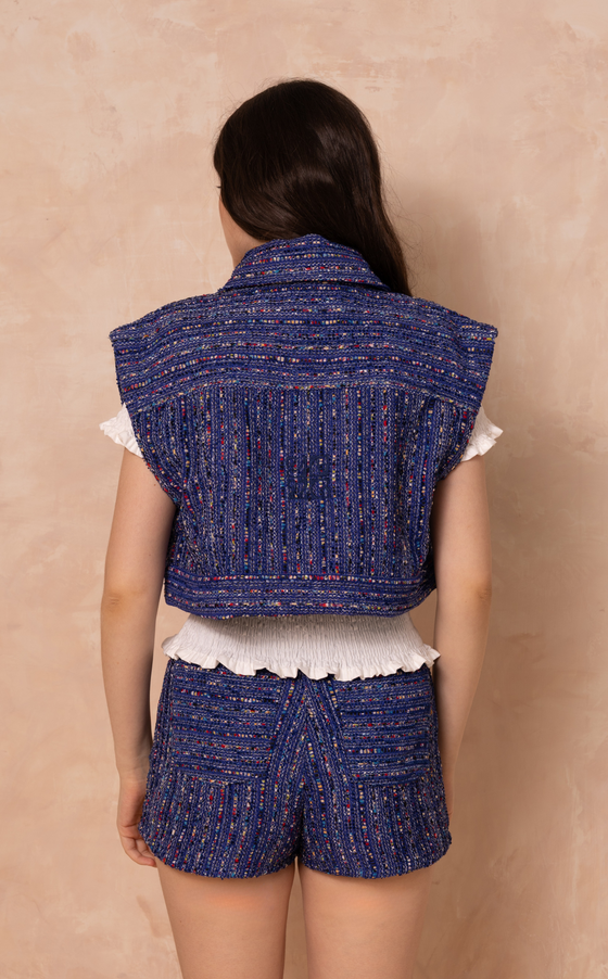 KARI VEST - BLUE TWEED
