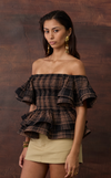 ROMA TOP - BROWN TARTAN