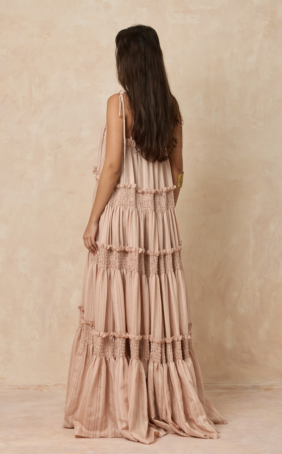 MAGAYON DRESS - BLUSH STRIPES (PRE ORDER)