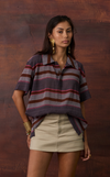SAN REMO POLO w/ EMBLEM - LILAC STRIPES