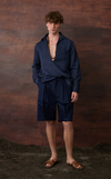 NEPAL SHIRT - NAVY PINSTRIPES