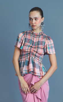  SYDNEY TOP - PEACH TARTAN