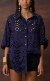 JAIPUR TOP - NAVY BLUE EYELET