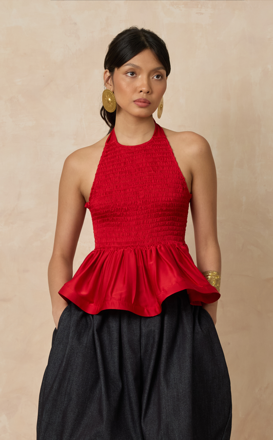 BIRA TOP - RED SATIN