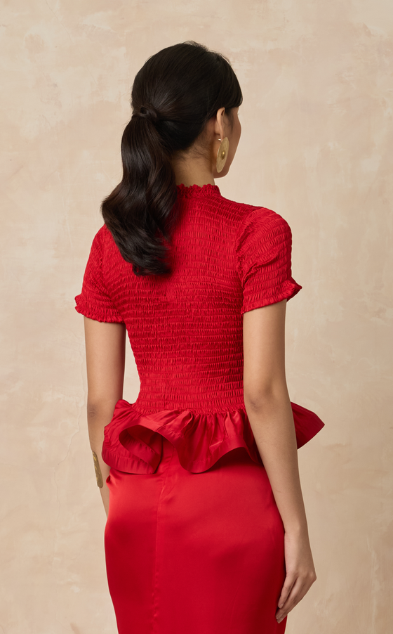 APULIA TOP - RED SATIN