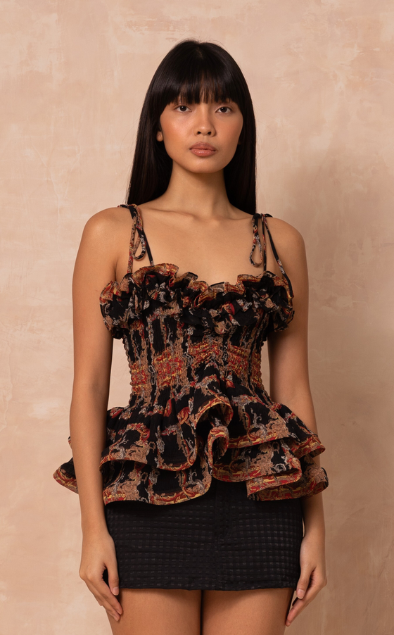 NAMIBIA TOP - BLACK BAROQUE