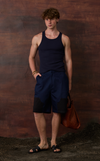 TONIO TANK TOP - NAVY BLUE w/ EMBROIDERY