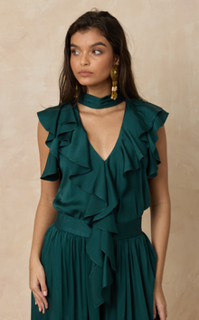  ALHAMBRA TOP - EMERALD SATIN