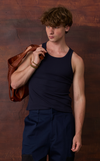 TONIO TANK TOP - NAVY BLUE w/ EMBROIDERY